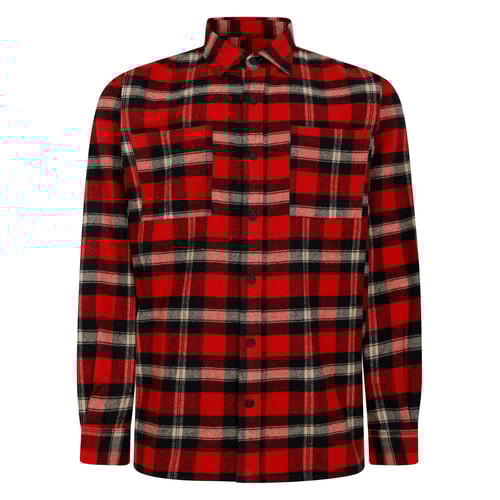 Bigdude Checked Flannel Overshirt Pepper Red/Black Tall