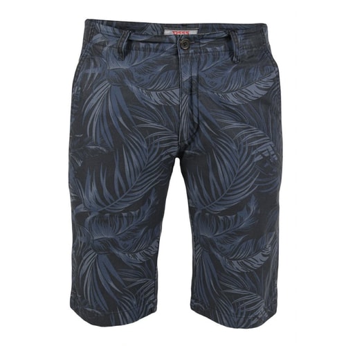 D555 Panther Hawaiian Leaf Print Stretch Chino Shorts Navy