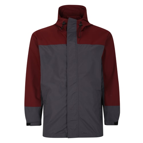 Bigdude Contrast Panel Showerproof Hooded Jacket Burgundy/Charcoal