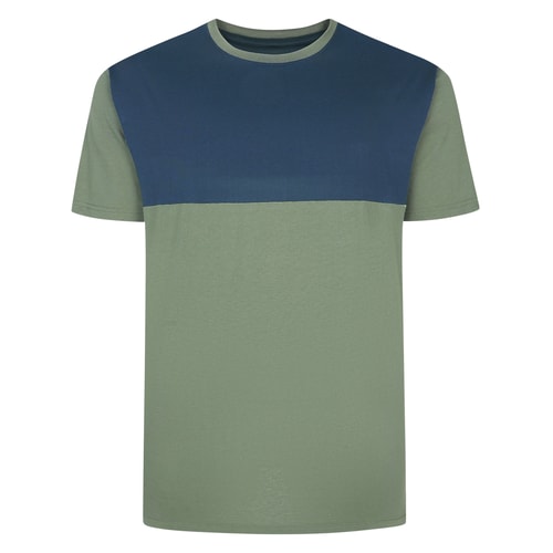 Bigdude Cut & Sew 2 Tone T-Shirt Sage Green/Navy Tall