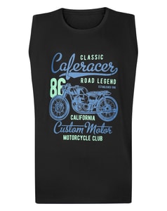 Bigdude Vintage Motorcycle Club Print Sleeveless T-Shirt Black Tall