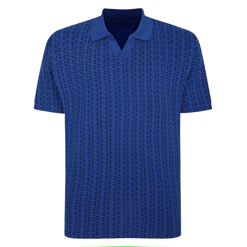 Bigdude Geometric Print Polo Shirt Deep Blue