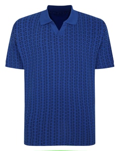 Bigdude Geometric Print Polo Shirt Deep Blue