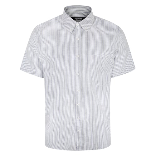 Bigdude Short Sleeve Striped Summer Shirt White Tall