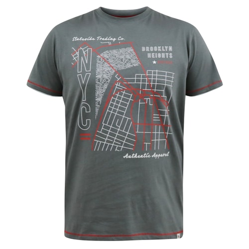 D555 Cobbler NYC Birdseye Map Printed T-Shirt Khaki
