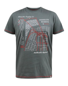 D555 Cobbler NYC Birdseye Map Printed T-Shirt Khaki