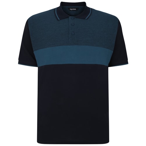 Bigdude Dobby Colour Block Polo Shirt Navy Tall