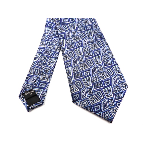 Knightsbridge Extra Long Geometric Tie Blue/White
