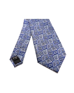 Knightsbridge Extra Long Geometric Tie Blue/White