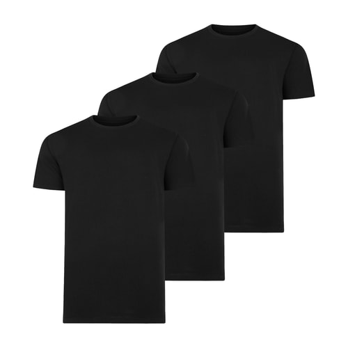 Bigdude 3 Pack Plain T-Shirts Black