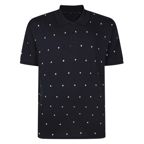 Bigdude Diamond AOP Polo Shirt Navy