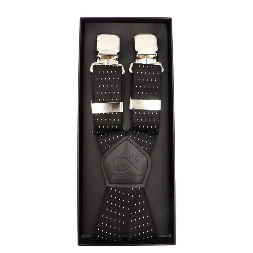 Knightsbridge Extra Long and Strong Wide Clip Braces Black Dot