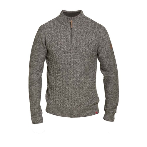 D555 Louie Cable Knit Zip Neck Sweater Charcoal