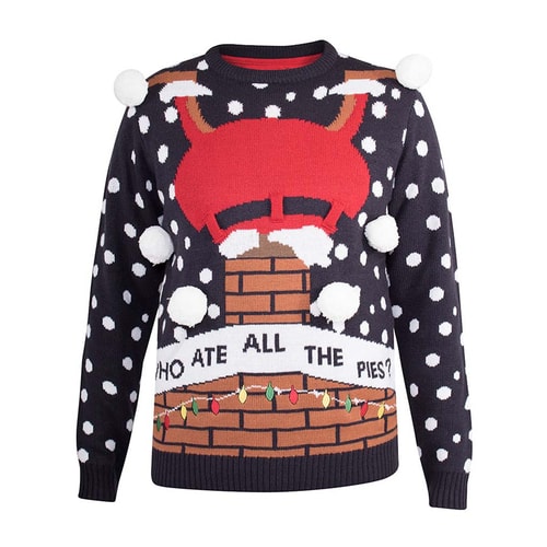 D555 Sparkle 'Who Ate All The Pies?' Christmas Jumper Navy