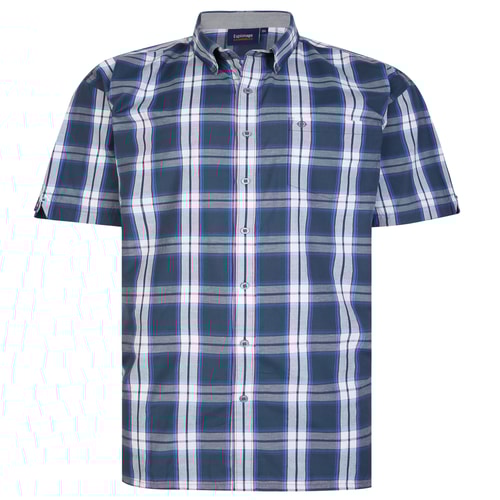 Espionage Short Sleeve Check Shirt Charcoal/Blue