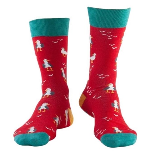 Doris & Dude Seagull Print Socks Red