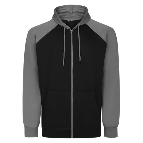 Bigdude Zip Thru Raglan Sleeve Hoody Charcoal/Black