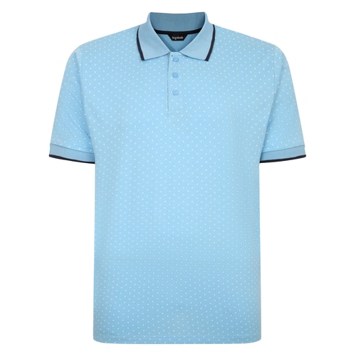 Bigdude Spot Print Polo Shirt Blue Tall