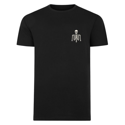 Bigdude Halloween Skeleton Print T-Shirt Black