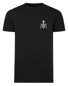 Bigdude Halloween Skeleton Print T-Shirt Black