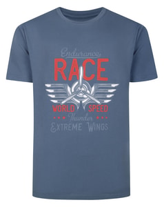 Bigdude Extreme Wings Print T-Shirt Dusty Blue