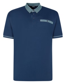 Bigdude Contrast Printed Jersey Polo Navy