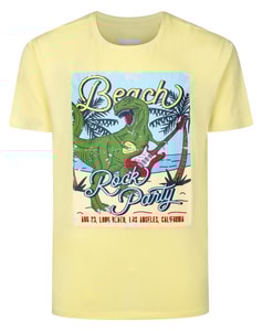 Bigdude Beach Rock Party Print T-Shirt Pale Yellow