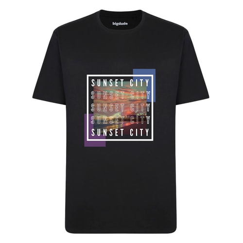 Bigdude Sunset City Print T-Shirt Black