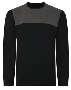 Bigdude Cut & Sew 2 Tone Long Sleeve T-Shirt Black/Charcoal