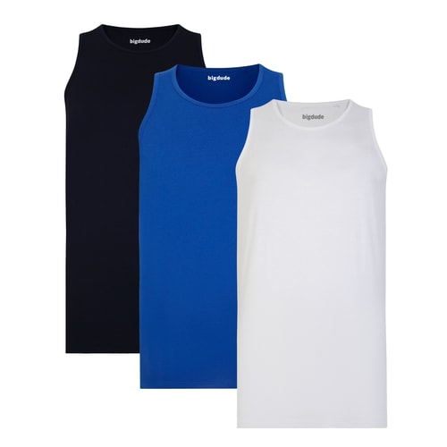 Bigdude 3 Pack Plain Vests Multi Tall
