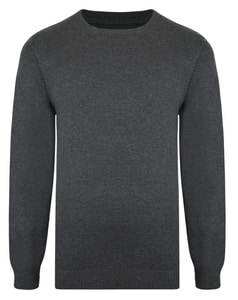 Bigdude Plain Crew Neck Knitted Jumper Charcoal