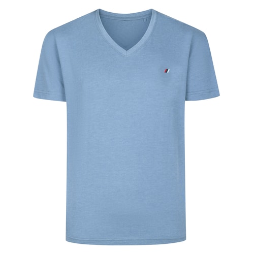 Bigdude Embroidery V-Neck T-Shirt Blue Marl Tall