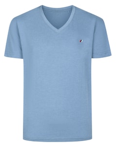 Bigdude Embroidery V-Neck T-Shirt Blue Marl Tall