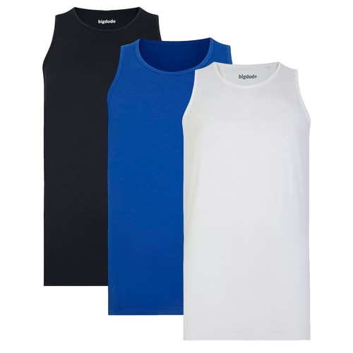 Bigdude 3 Pack Plain Vests Multi