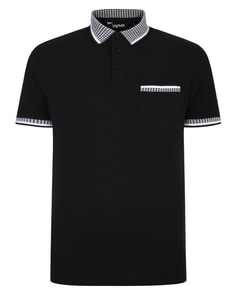 Bigdude Hounds Tooth Pique Polo Black