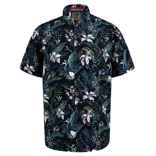 D555 Corden Hawaiian AOP Cuban Collar Resort Shirt Blue