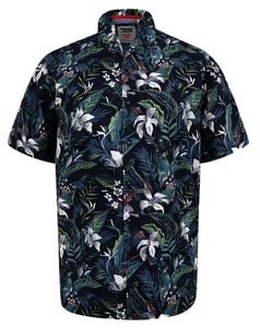 D555 Corden Hawaiian AOP Cuban Collar Resort Shirt Blue