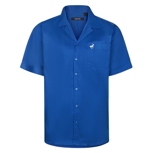 Bigdude Relaxed Collar Short Sleeve Shirt Deep Blue Tall