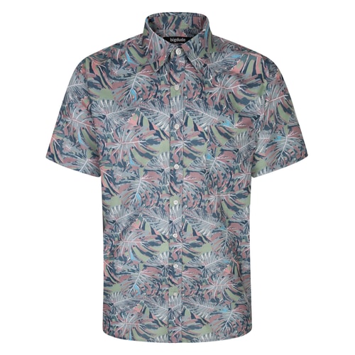 Bigdude Tropical Print Short Sleeve Shirt Multi Tall 