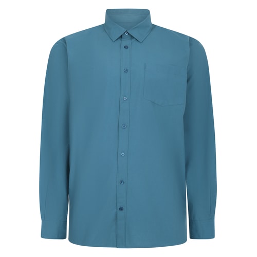 Bigdude Button Down Long Sleeve Poplin Shirt Teal