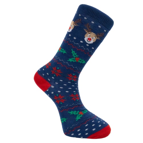 Novelty Design Christmas 1 Pack Socks Blue