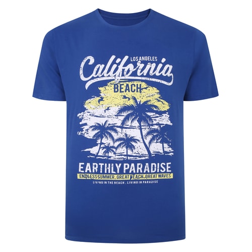 Bigdude California Print T-Shirt Royal Blue Tall