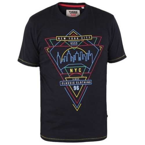 D555 Taunton NYC Neon Print T-shirt Navy