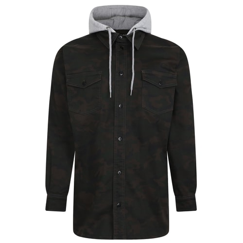 Bigdude Camo Overshirt With Hood Black Stone Tall