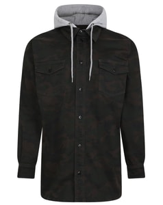 Bigdude Camo Overshirt With Hood Black Stone Tall