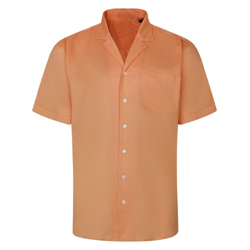 Bigdude Relaxed Collar Linen Blend Shirt Peach
