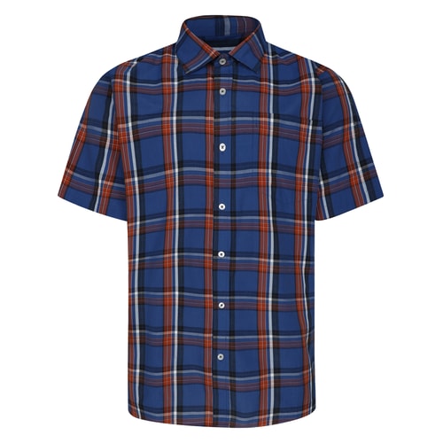Bigdude Short Sleeve Check Shirt Blue Tall