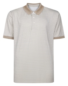Bigdude Houndstooth Print Polo Shirt Ecru