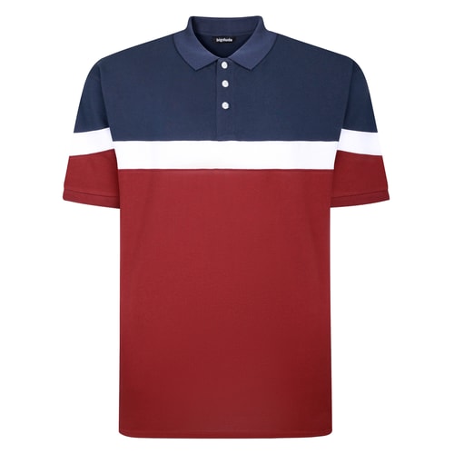 Bigdude Pique Colour Block Polo Shirt Burgundy/Navy/White