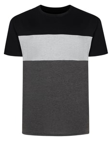 Bigdude Striped Cut & Sew T-Shirt Black/Grey/Charcoal